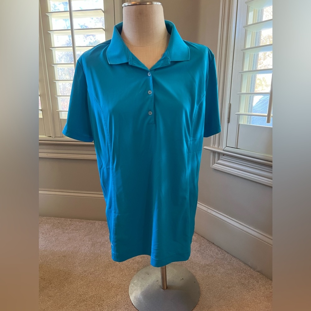 Adidas short sleeve turquoise golf shirt 2xl EUC